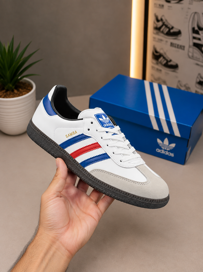 Adidas Samba OG Cloud White/Blue/Red – Premium Collection