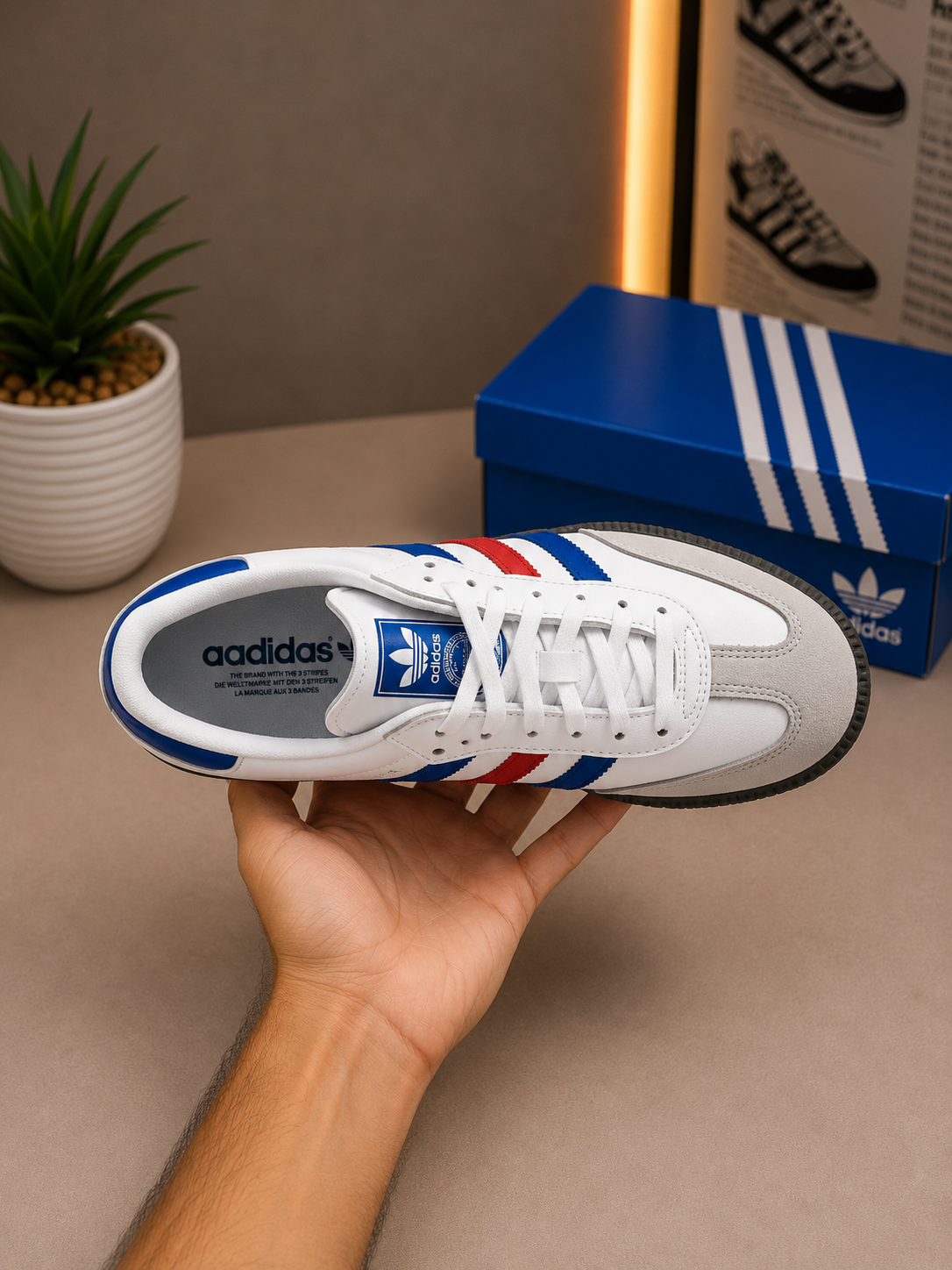 Adidas Samba OG Cloud White/Blue/Red – Premium Collection