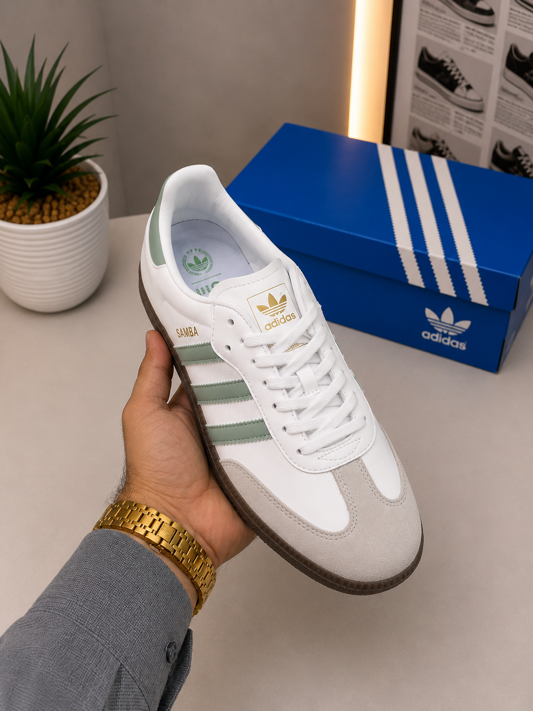 Adidas Samba – White Sage Green