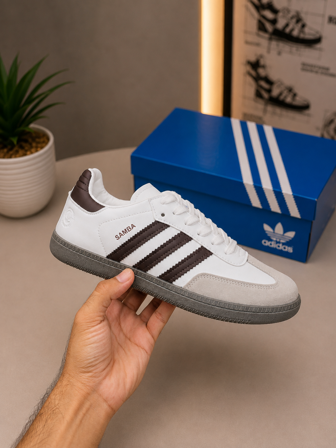 Adidas Samba OG Cloud White/Dark Brown – Premium Collection