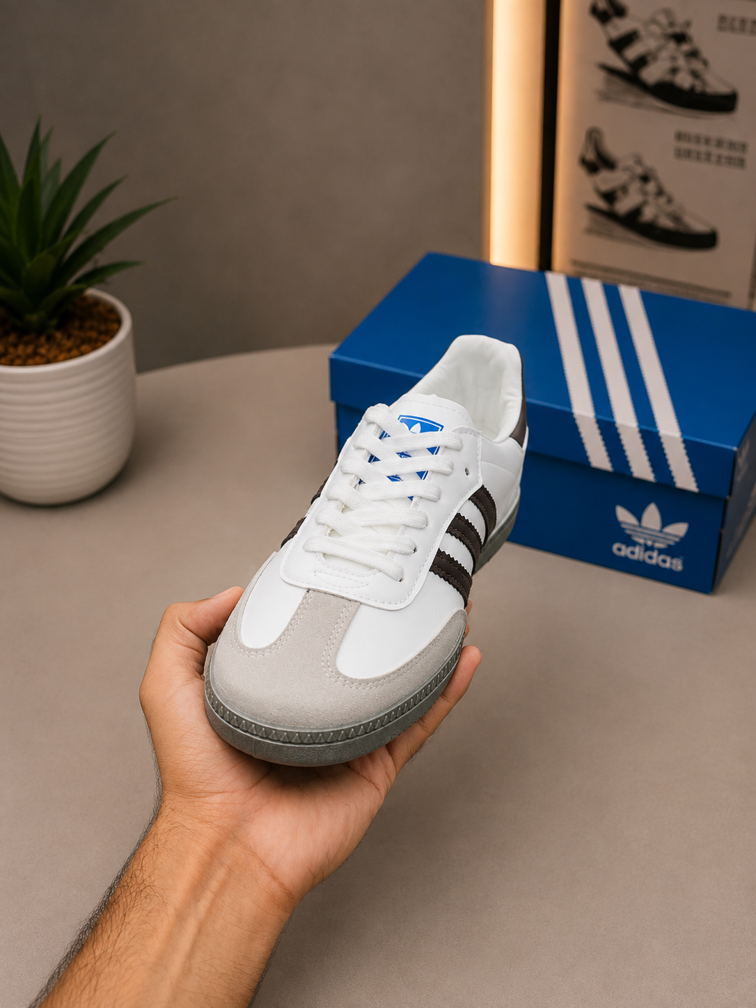 Adidas Samba OG Cloud White/Dark Brown – Premium Collection