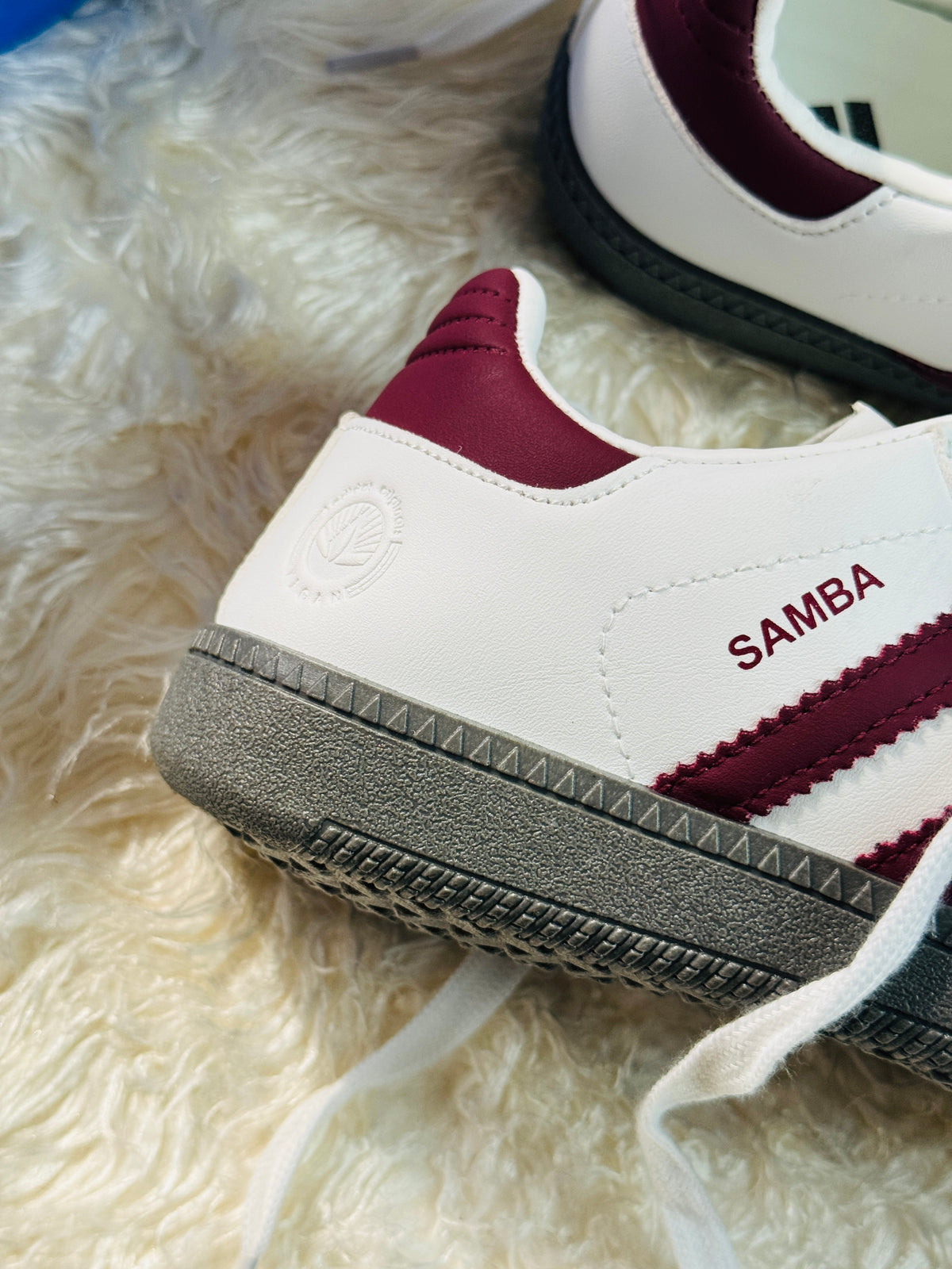 Women's Samba Classic White &amp; Maroon Sneakers