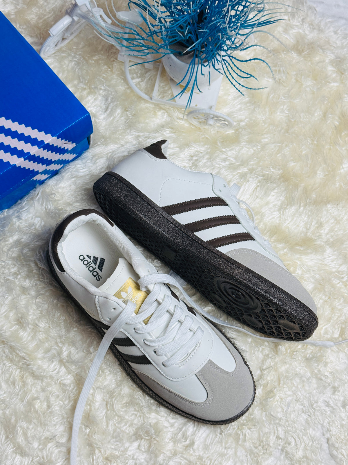 Mens SAMBA OG CLOUD WHITE/DARK BROWN (AAA GRADE)