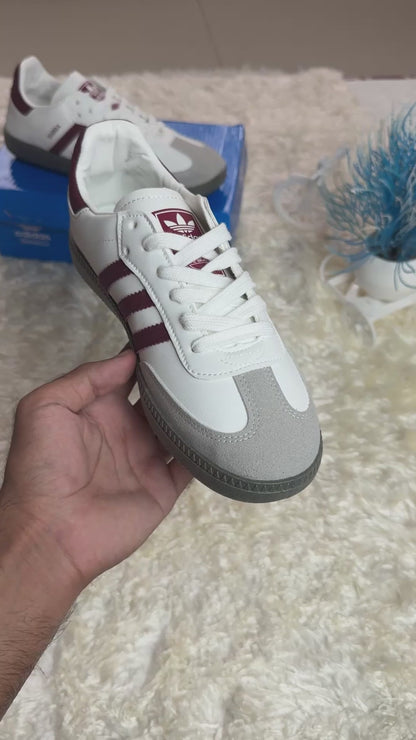 Women's Samba Classic White &amp; Maroon Sneakers