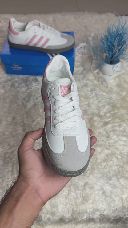 Women's Samba Classic White &amp; Pink Sneakers
